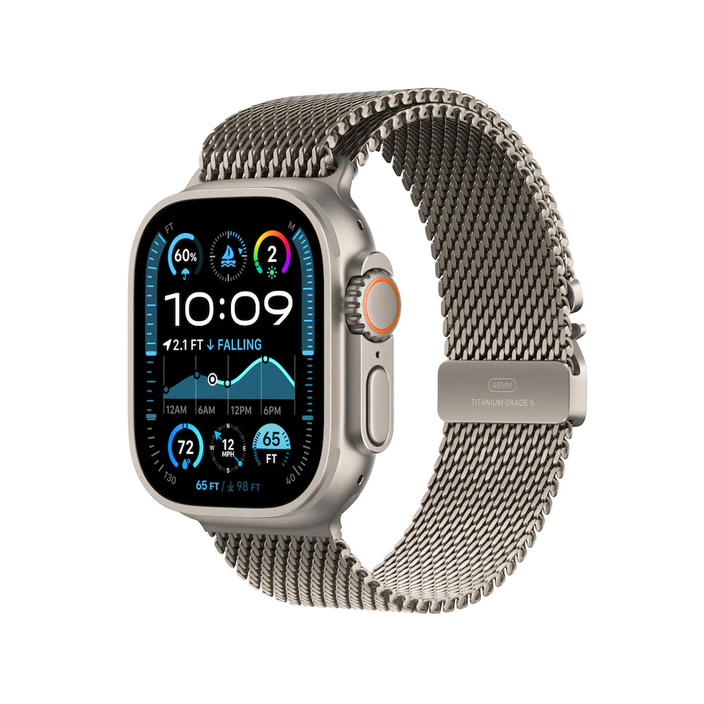 Apple Watch Ultra 2 GPS + Cellular 49mm Natural Titanium Case with Natural Titanium Milanese Loop - S