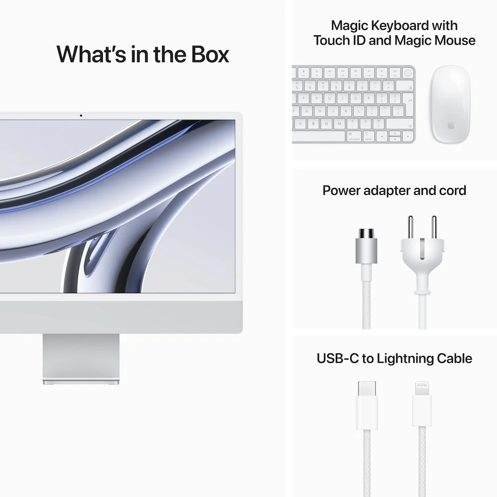 24-inch iMac with Retina 4.5K display: Apple M3 chip with 8‑core CPU and 10‑core GPU, 512GB SSD - Silver - Image 6